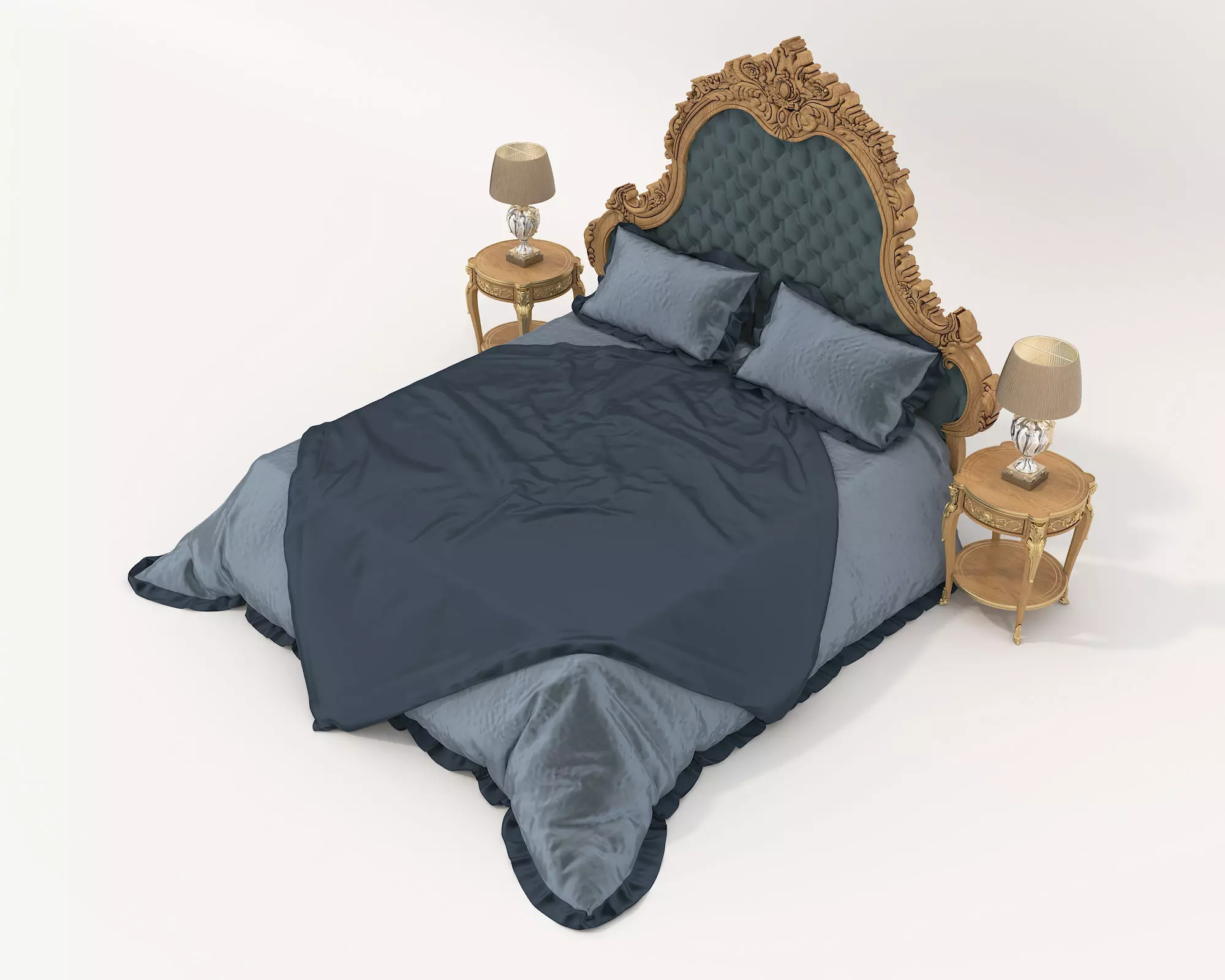 Classic European Style Bed Set 57 3D model_7