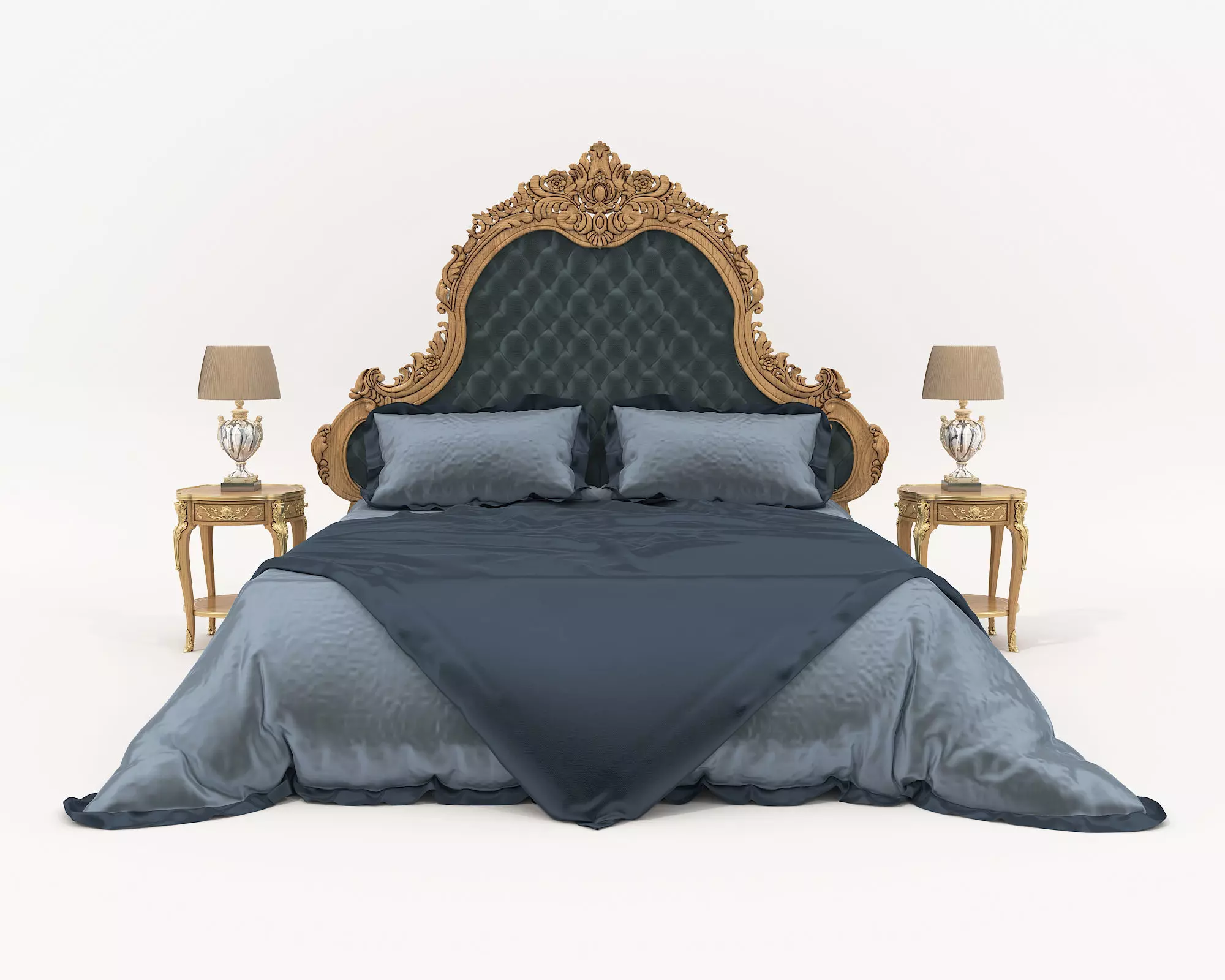 Classic European Style Bed Set 57 3D model_1