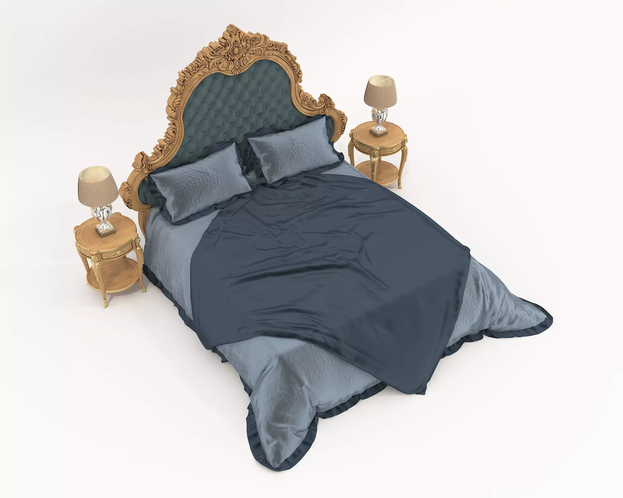 Classic European Style Bed Set 57 3D model_3
