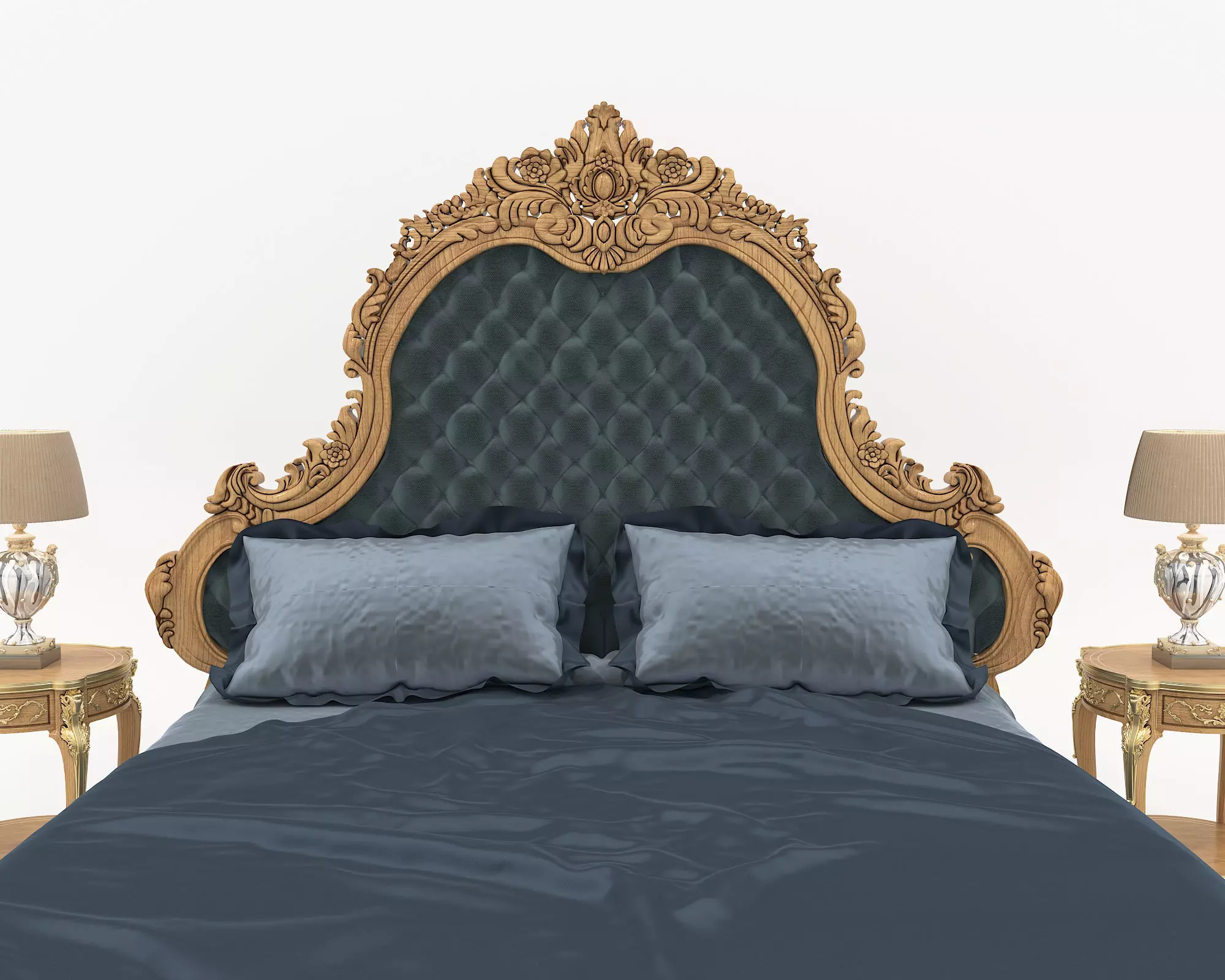 Classic European Style Bed Set 57 3D model_4