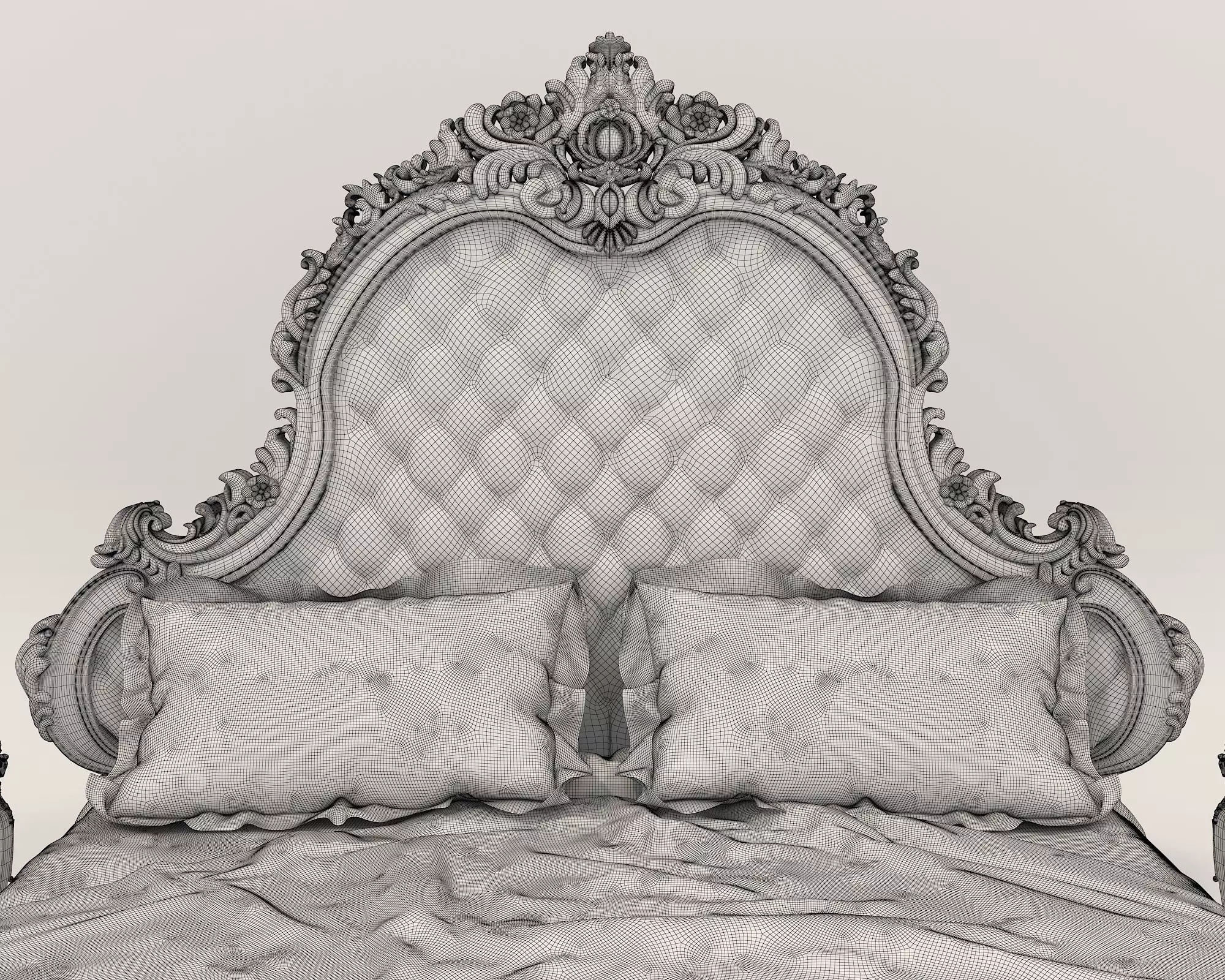 Classic European Style Bed Set 57 3D model_10