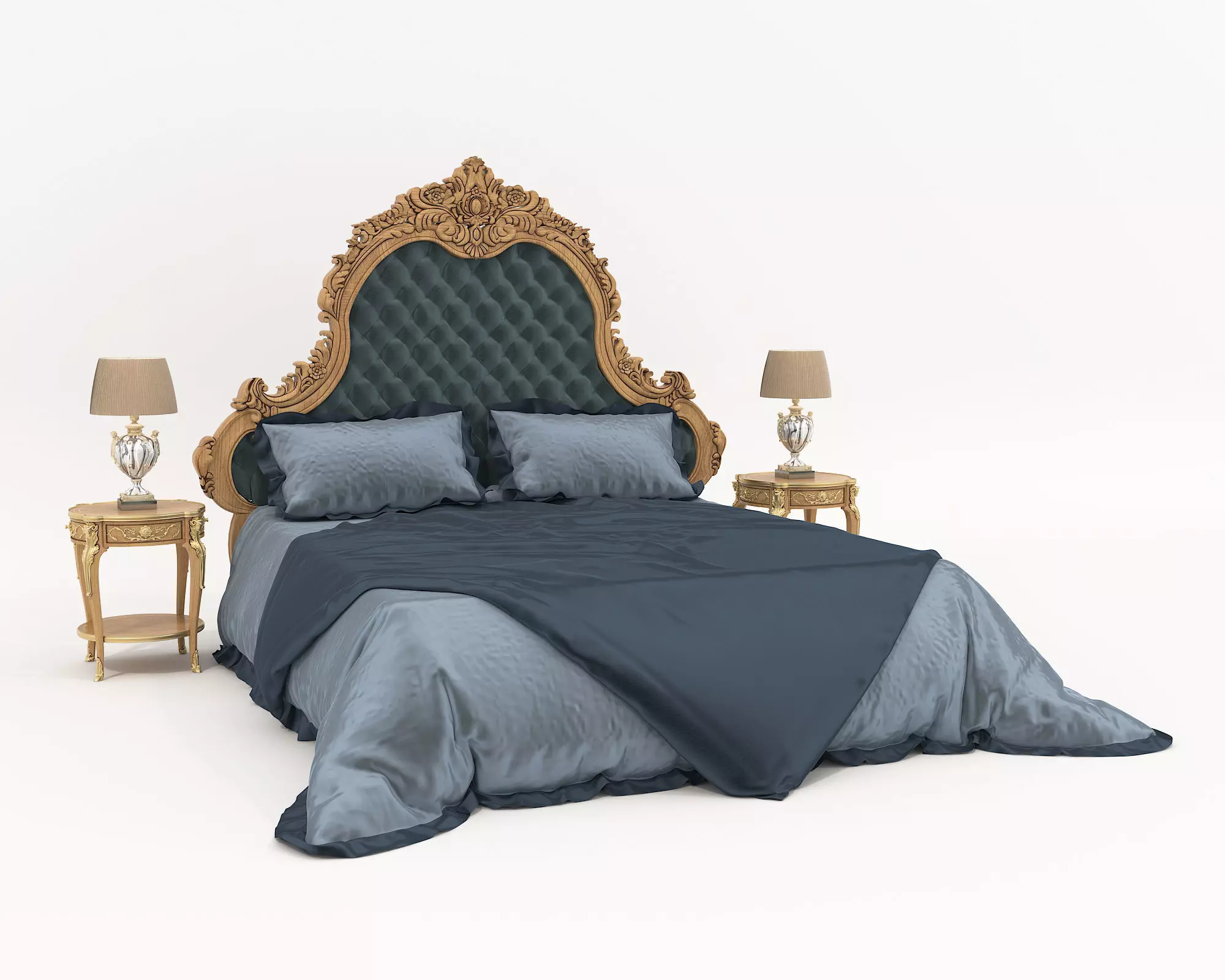 Classic European Style Bed Set 57 3D model_5