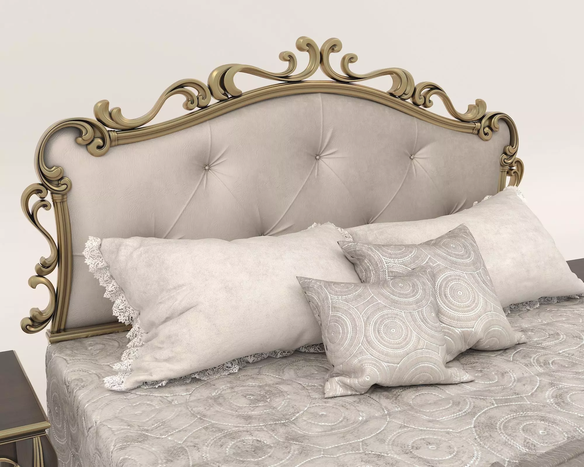 Classic European Style Bed Set 60 3D model_5