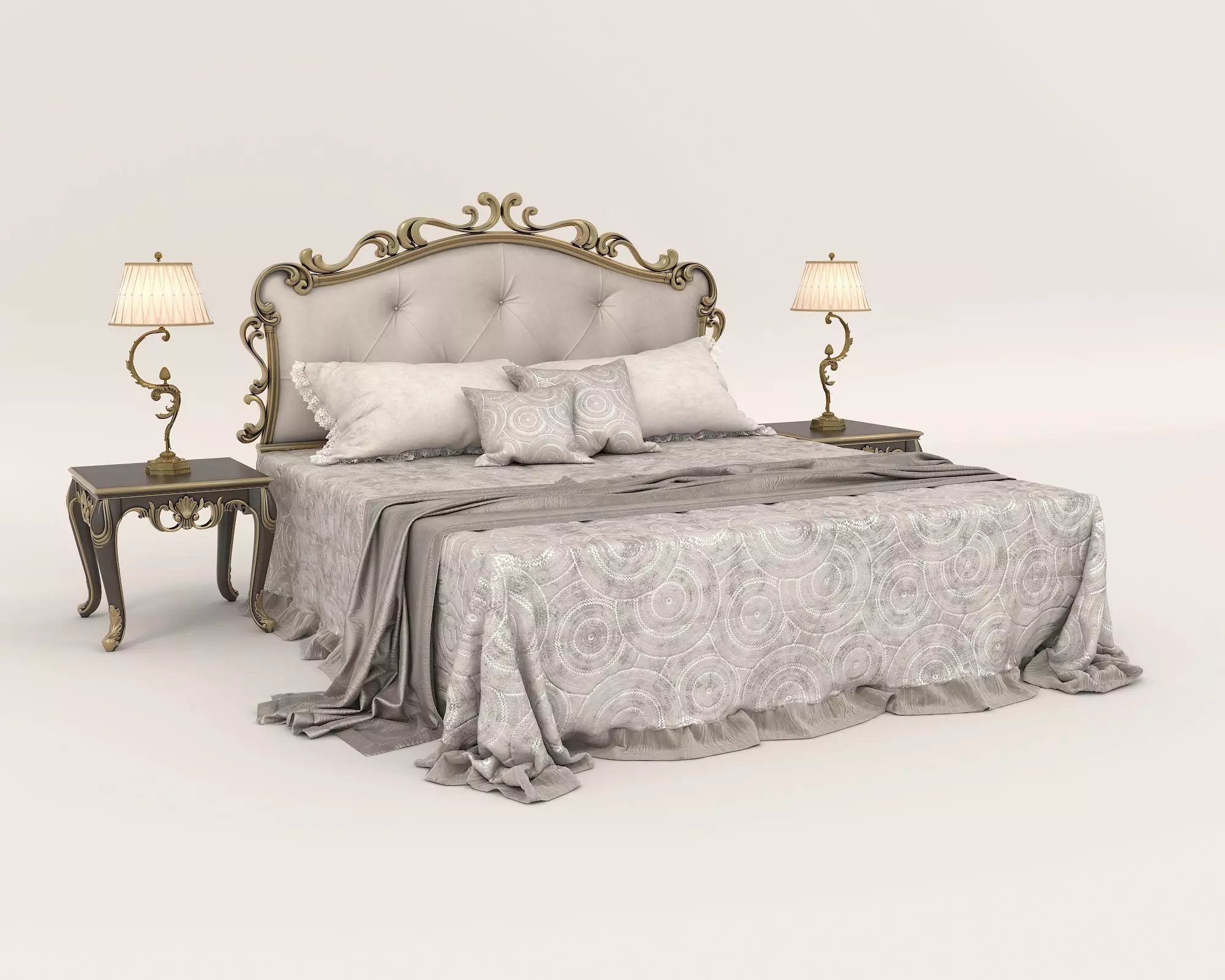 Classic European Style Bed Set 60 3D model_0