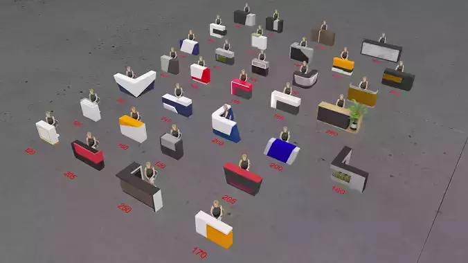 Modern Exhibition Reception Counter Collection - Corona Renderer