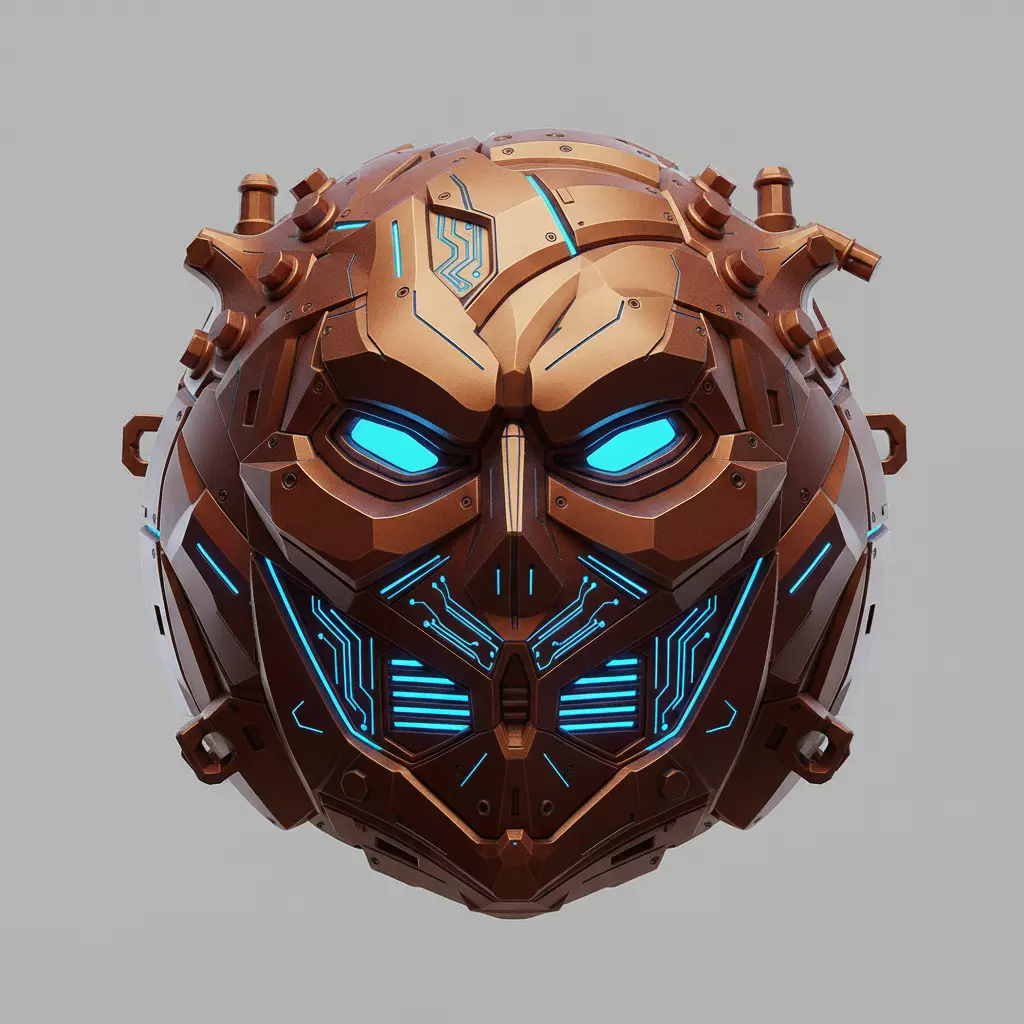 Cyber Pumpkin Mask 3D Printable Sci-Fi Halloween Helmet 3D model_1