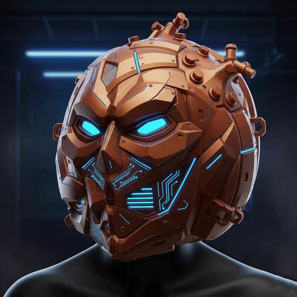 Cyber Pumpkin Mask 3D Printable Sci-Fi Halloween Helmet 3D model_0