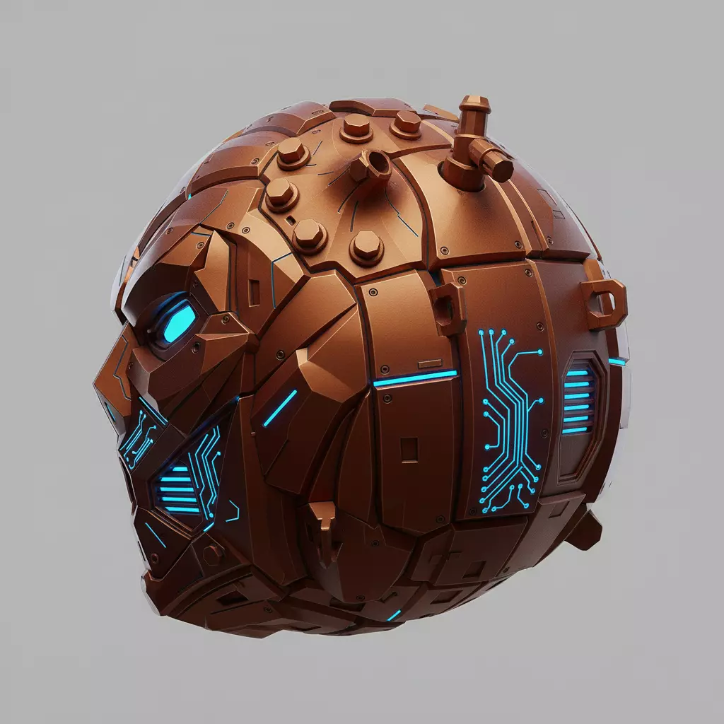 Cyber Pumpkin Mask 3D Printable Sci-Fi Halloween Helmet 3D model_2