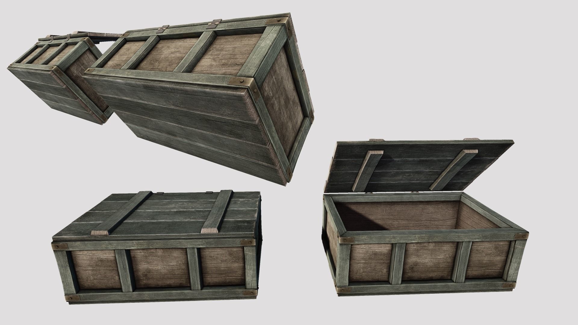 Wooden Loot Crate 01 Low-poly 3D model_4