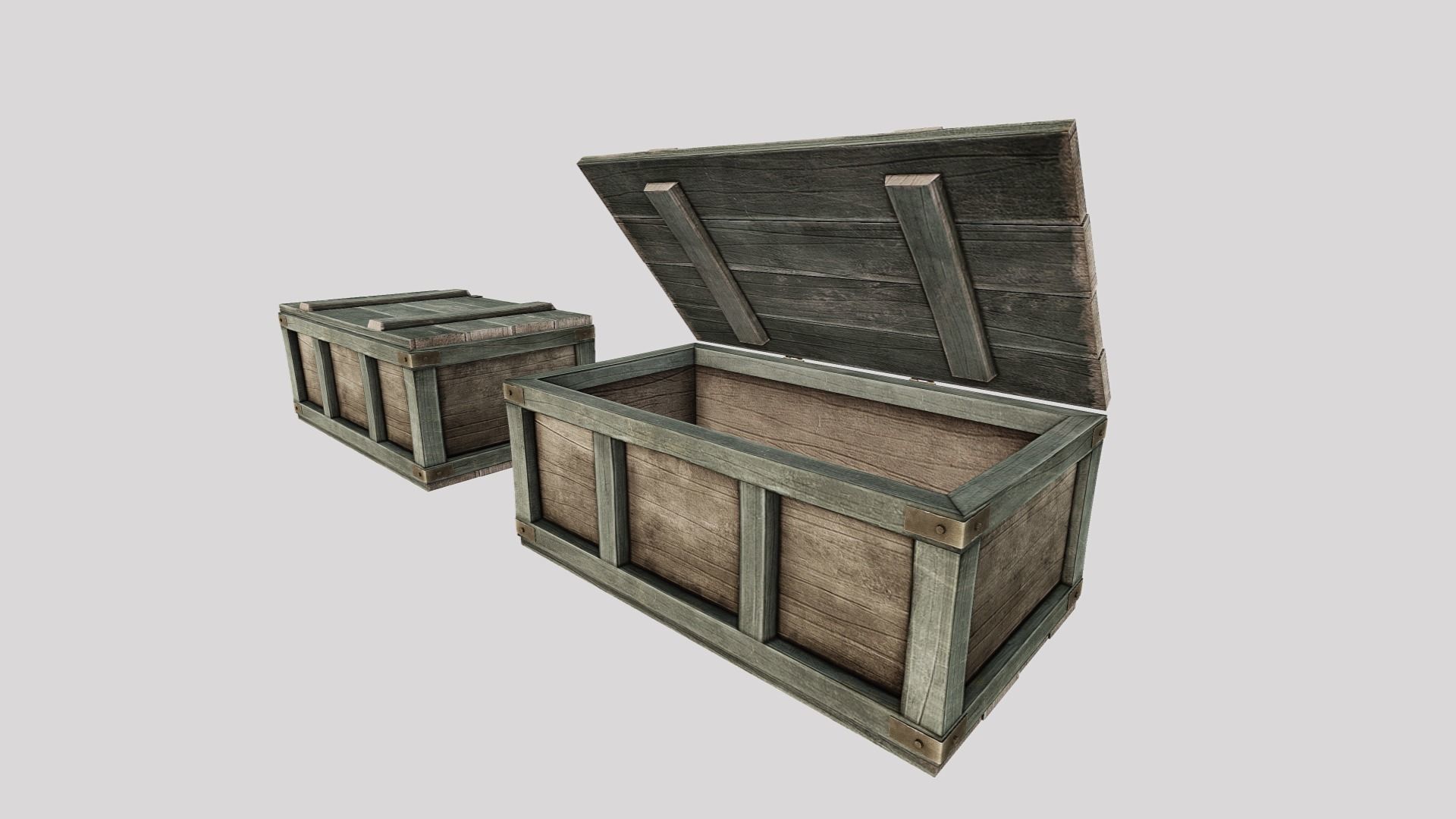 Wooden Loot Crate 01 Low-poly 3D model_2