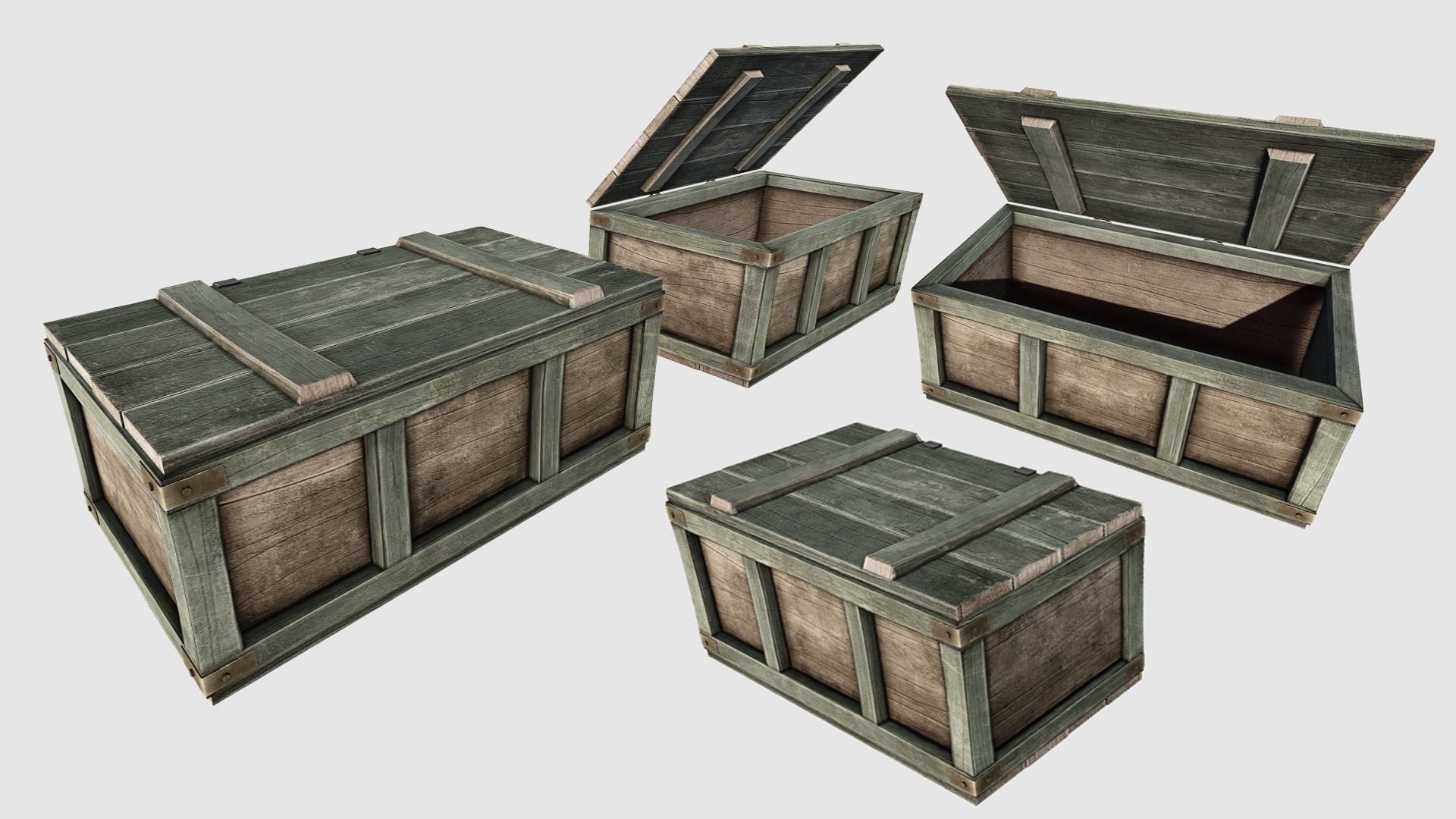 Wooden Loot Crate 01 Low-poly 3D model_1