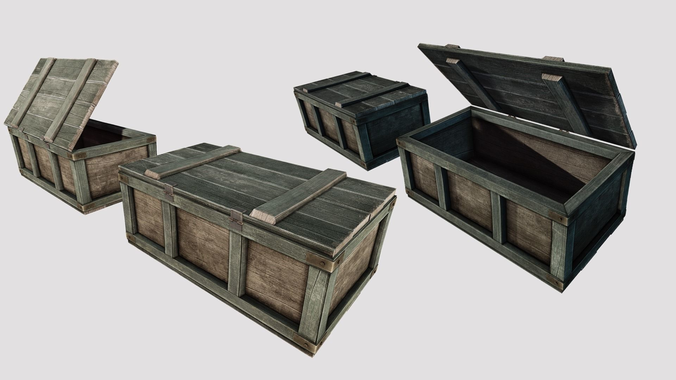 Wooden Loot Crate 01 Low-poly 3D model