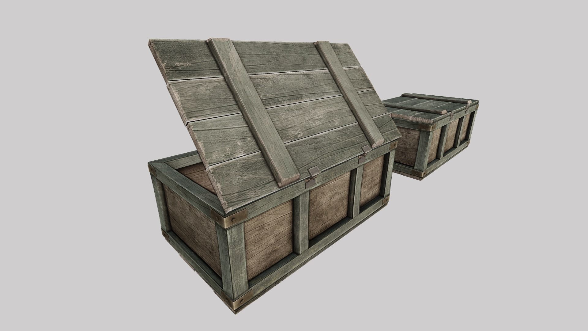 Wooden Loot Crate 01 Low-poly 3D model_3