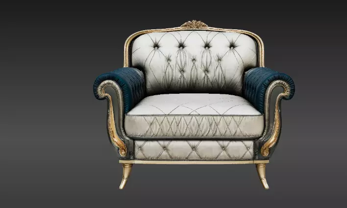 Luxury Royal Lounge Chair 3D Model Modern Elegant Furniture 3D model_6