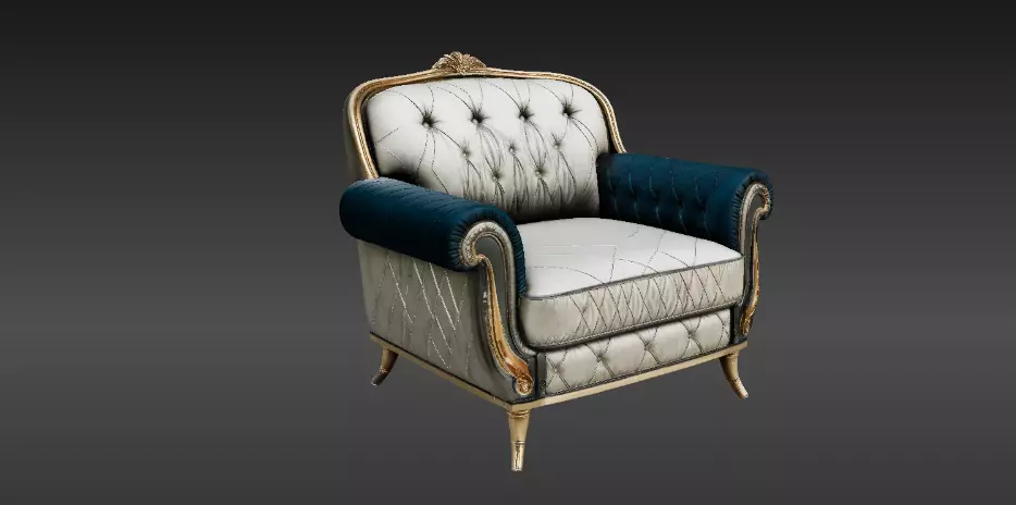 Luxury Royal Lounge Chair 3D Model Modern Elegant Furniture 3D model_2