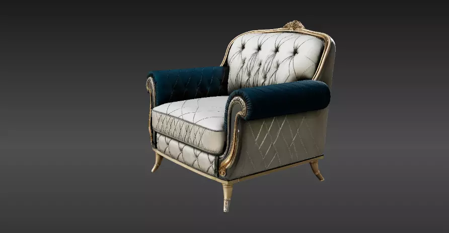 Luxury Royal Lounge Chair 3D Model Modern Elegant Furniture 3D model_3