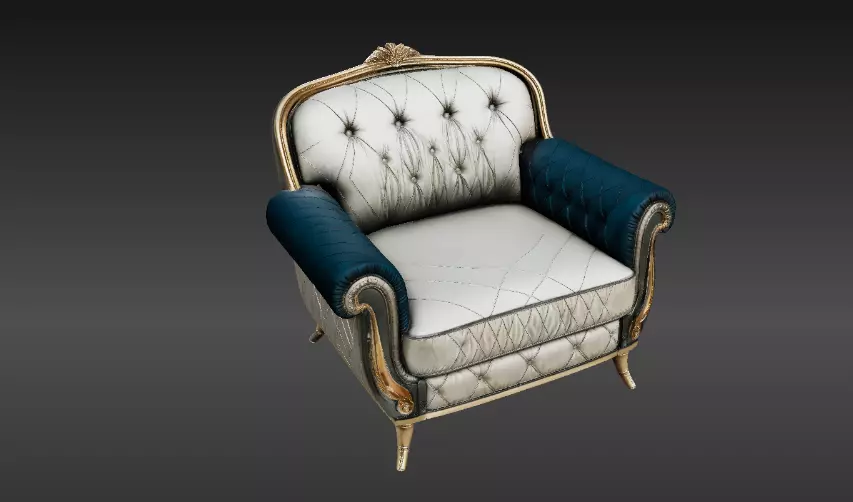 Luxury Royal Lounge Chair 3D Model Modern Elegant Furniture 3D model_8