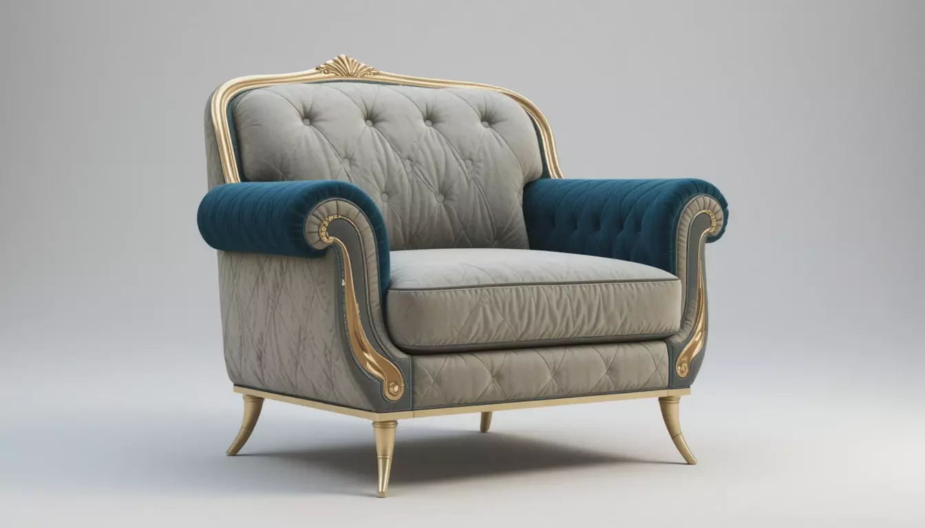 Luxury Royal Lounge Chair 3D Model Modern Elegant Furniture 3D model_0