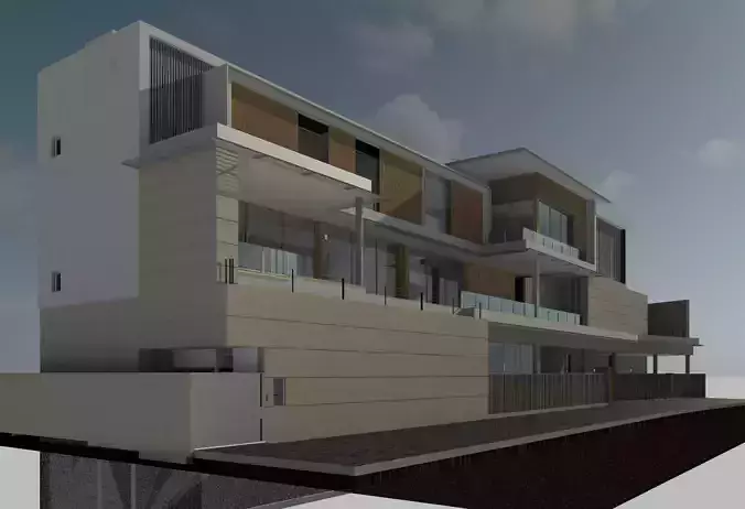 Modern Luxury Residential villa 02 Revit 3D model