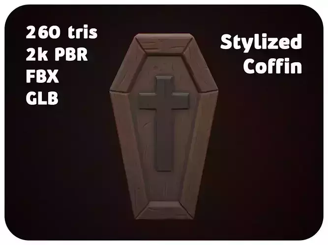 Stylized Coffin - Spooky Wooden Game-Ready Prop