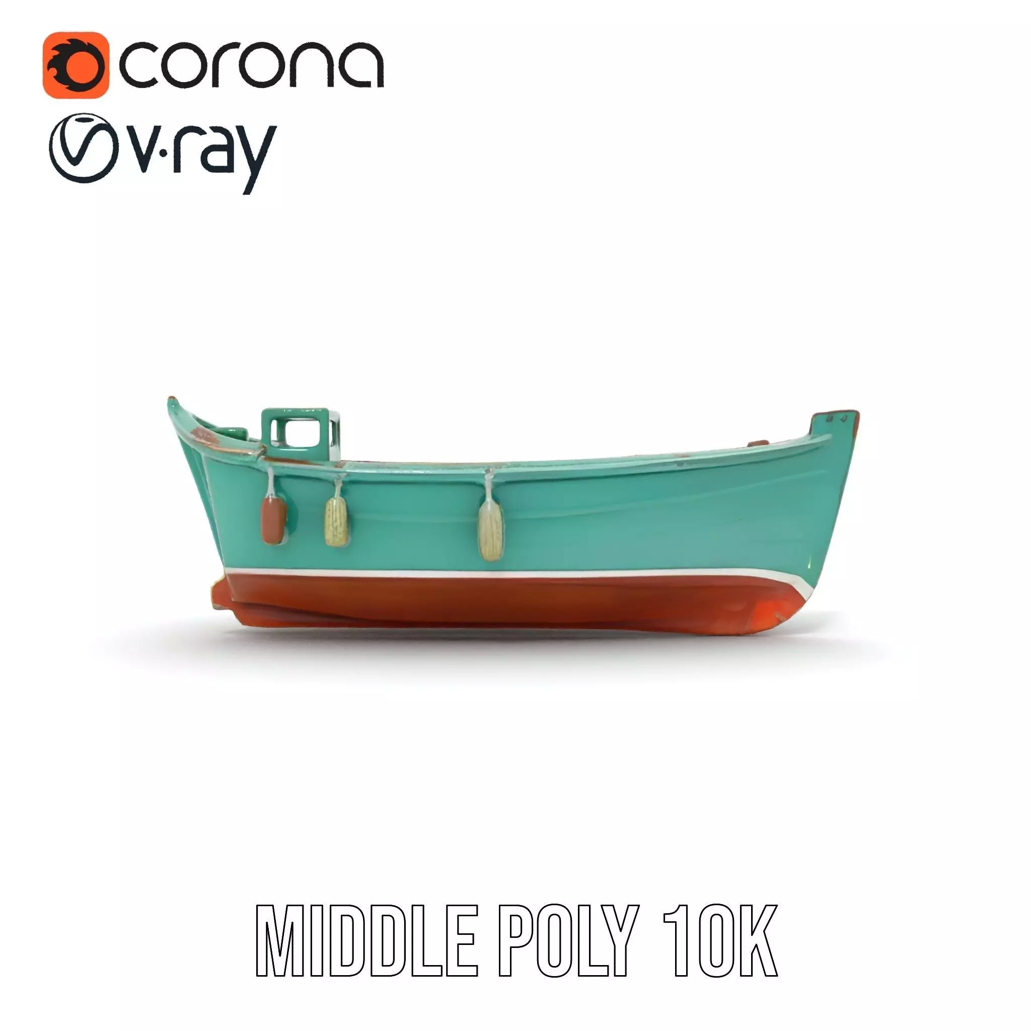 Vintage Turquoise Boat model pack Low-poly 3D model_25