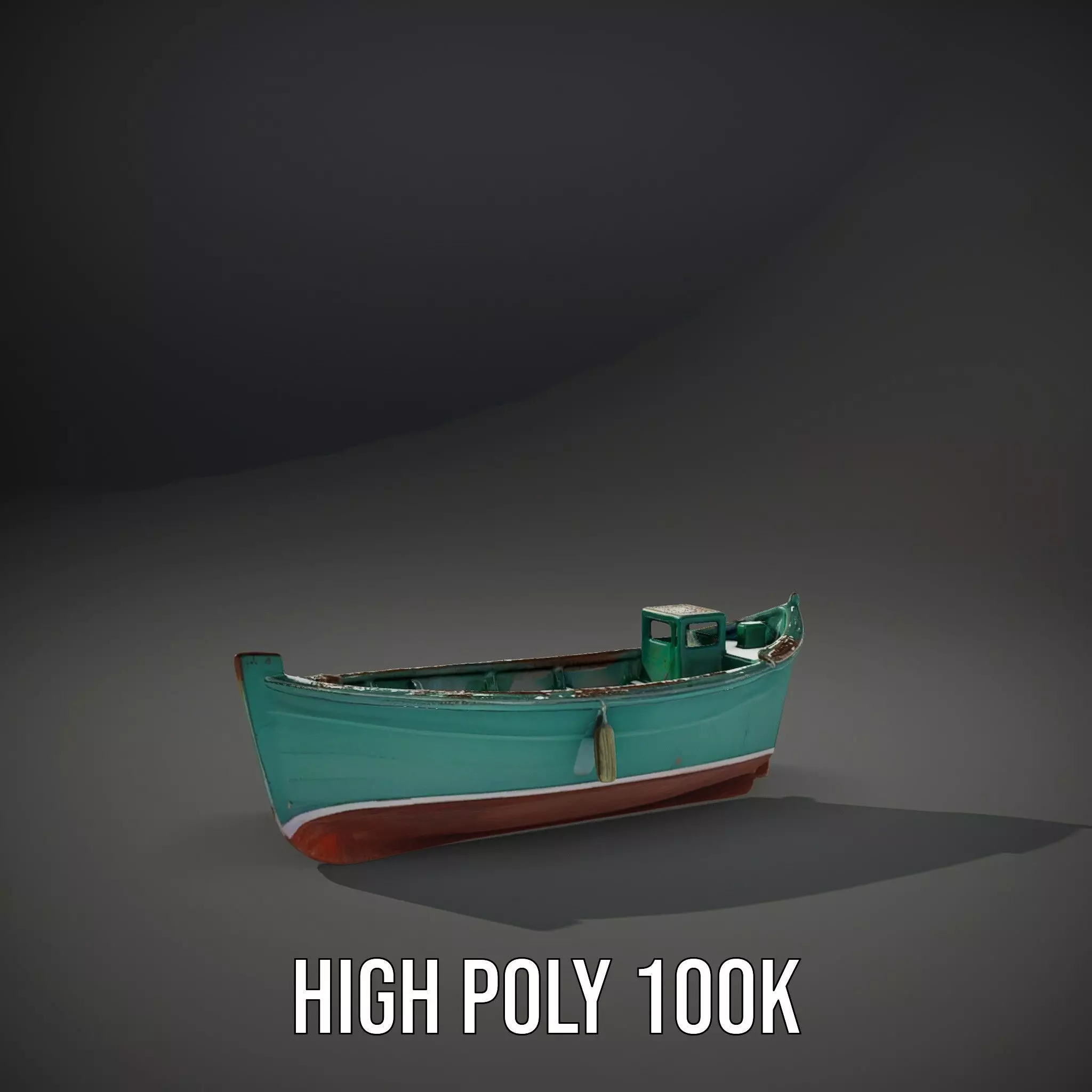 Vintage Turquoise Boat model pack Low-poly 3D model_9