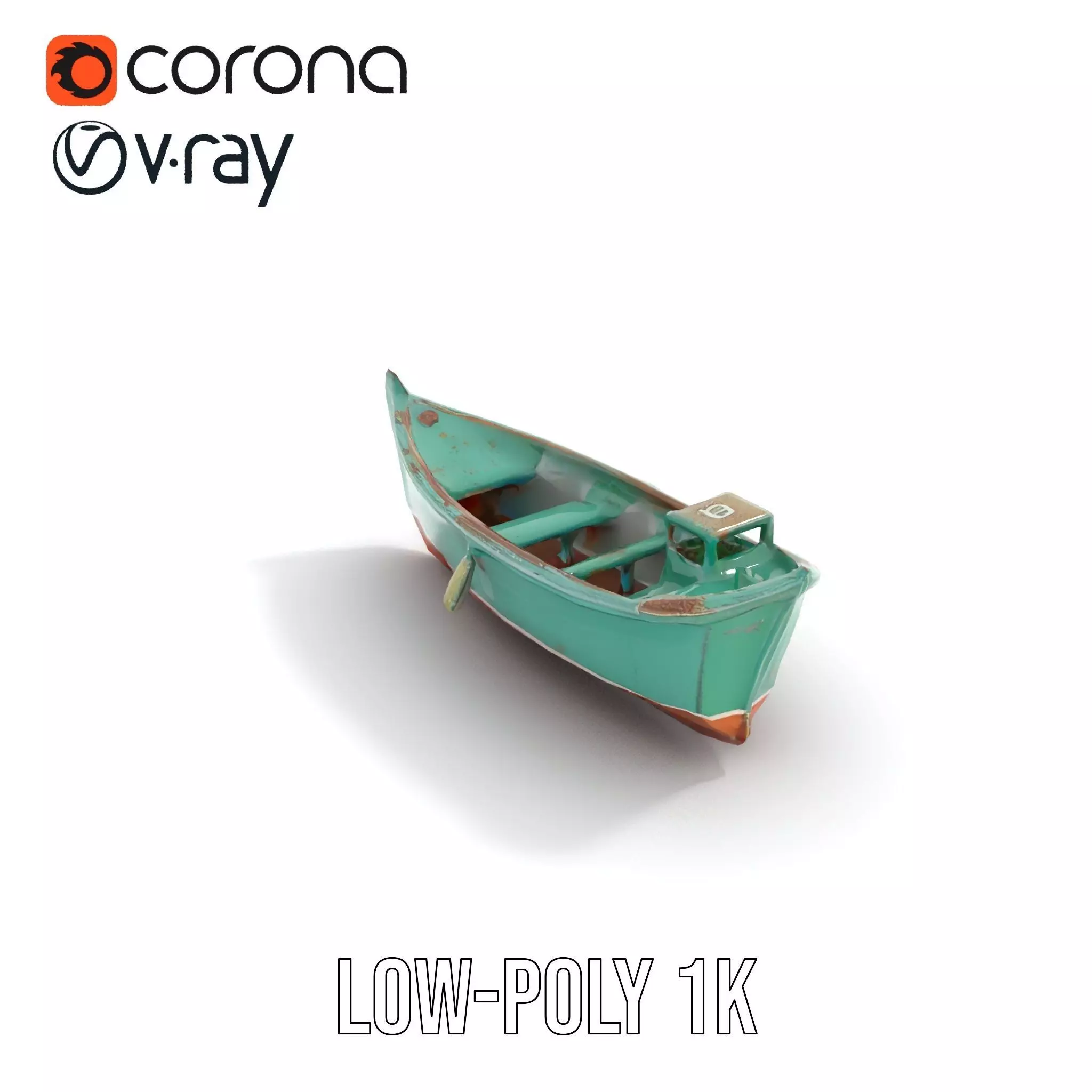 Vintage Turquoise Boat model pack Low-poly 3D model_17
