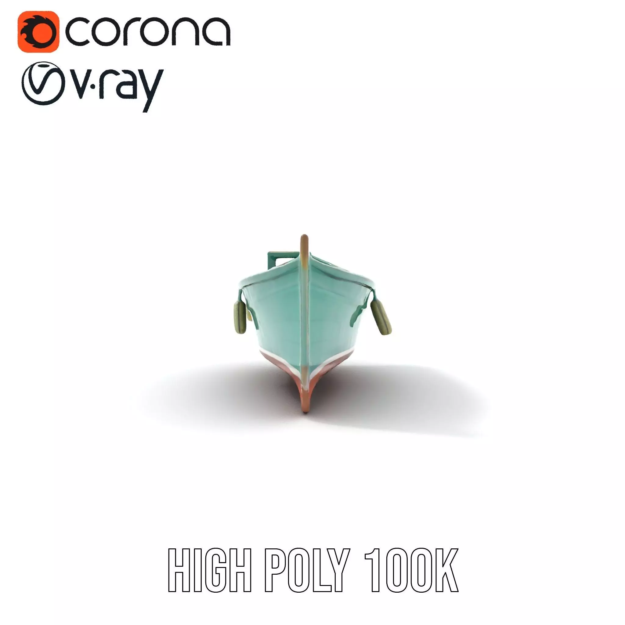 Vintage Turquoise Boat model pack Low-poly 3D model_21