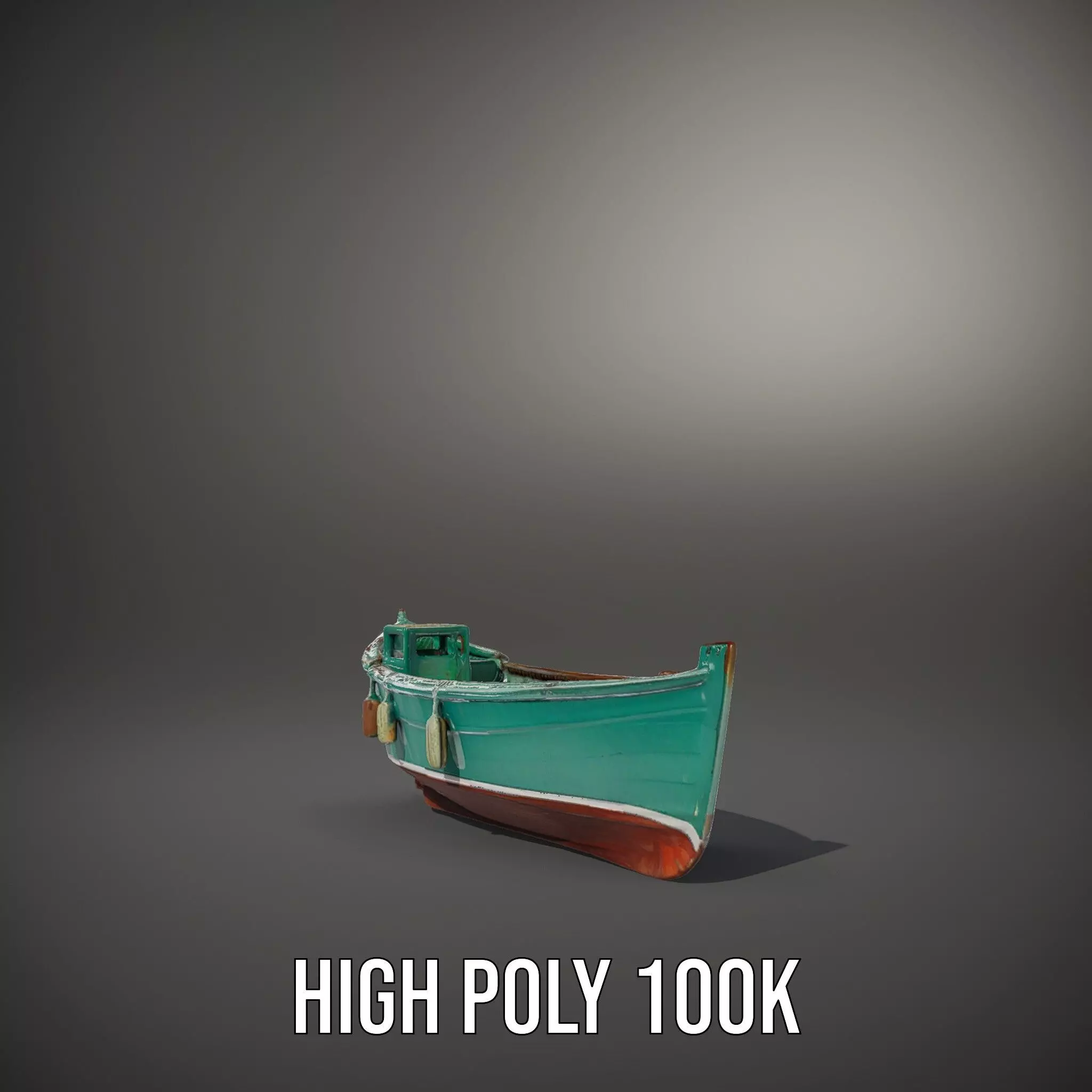 Vintage Turquoise Boat model pack Low-poly 3D model_11