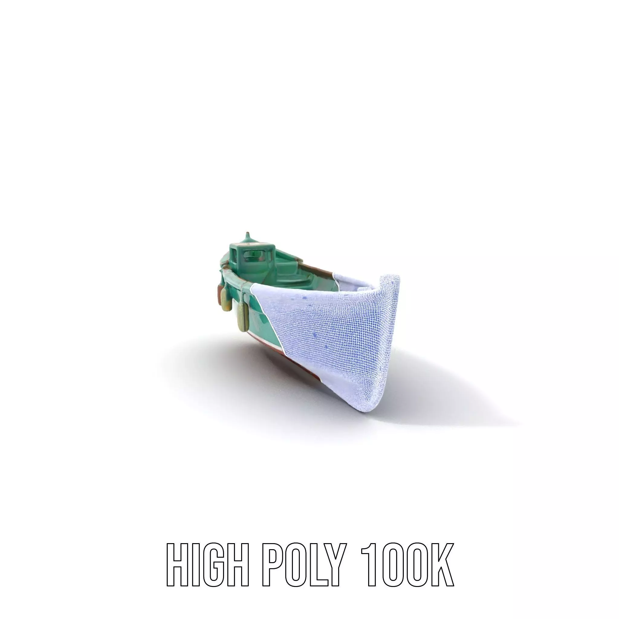 Vintage Turquoise Boat model pack Low-poly 3D model_5