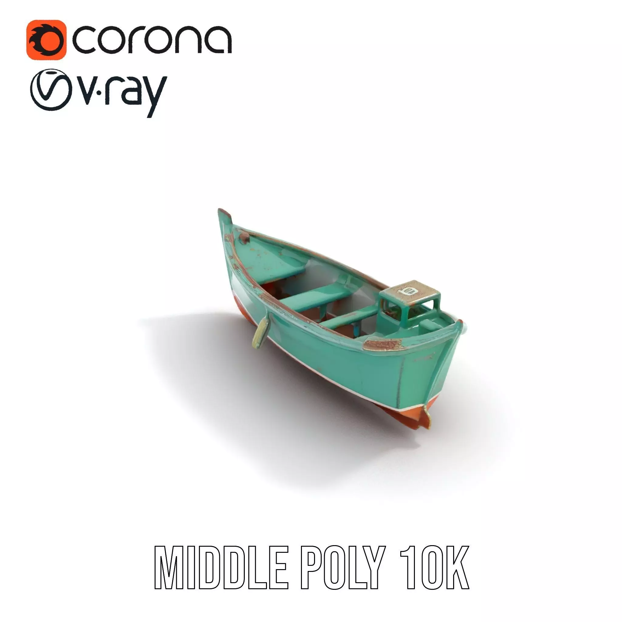 Vintage Turquoise Boat model pack Low-poly 3D model_12