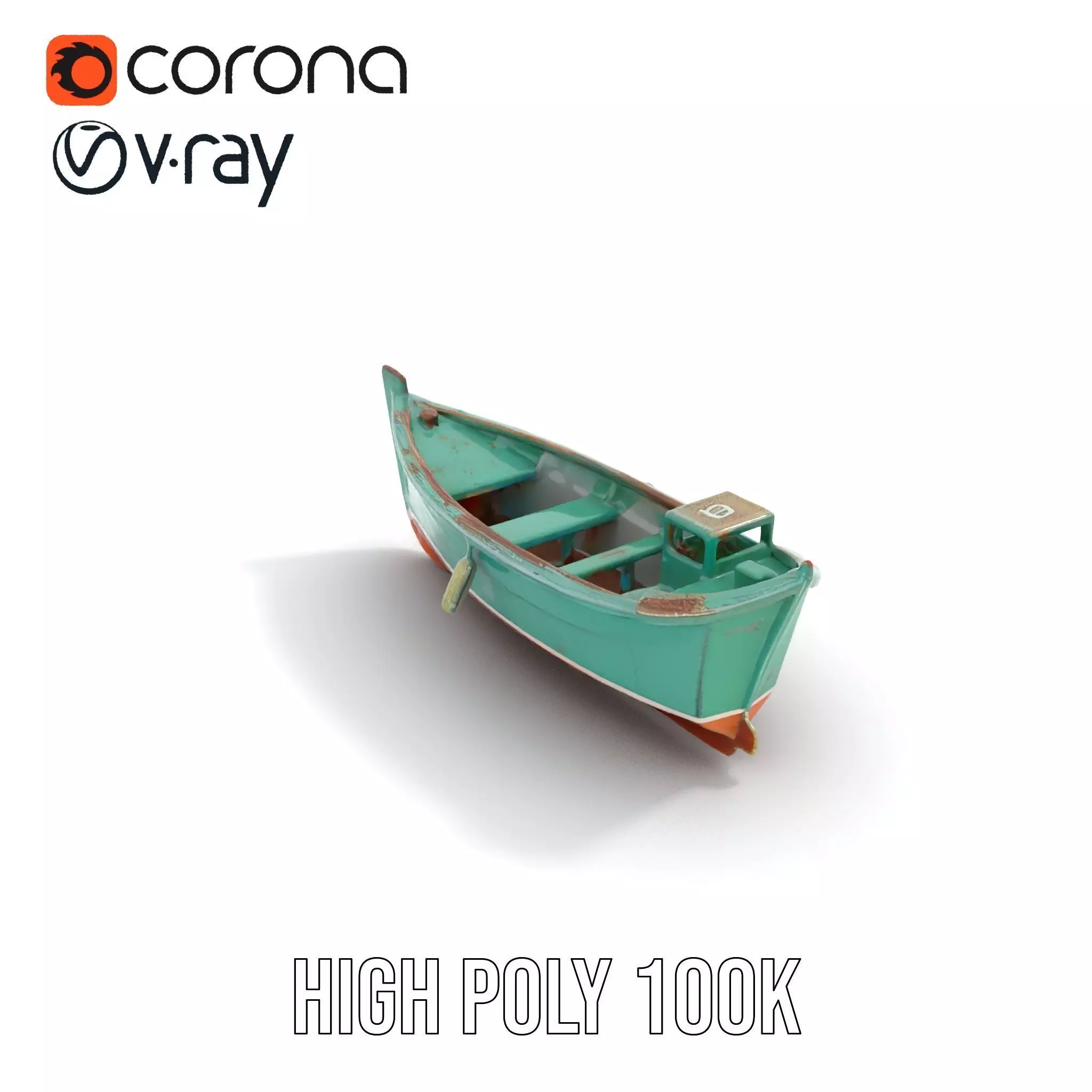 Vintage Turquoise Boat model pack Low-poly 3D model_18