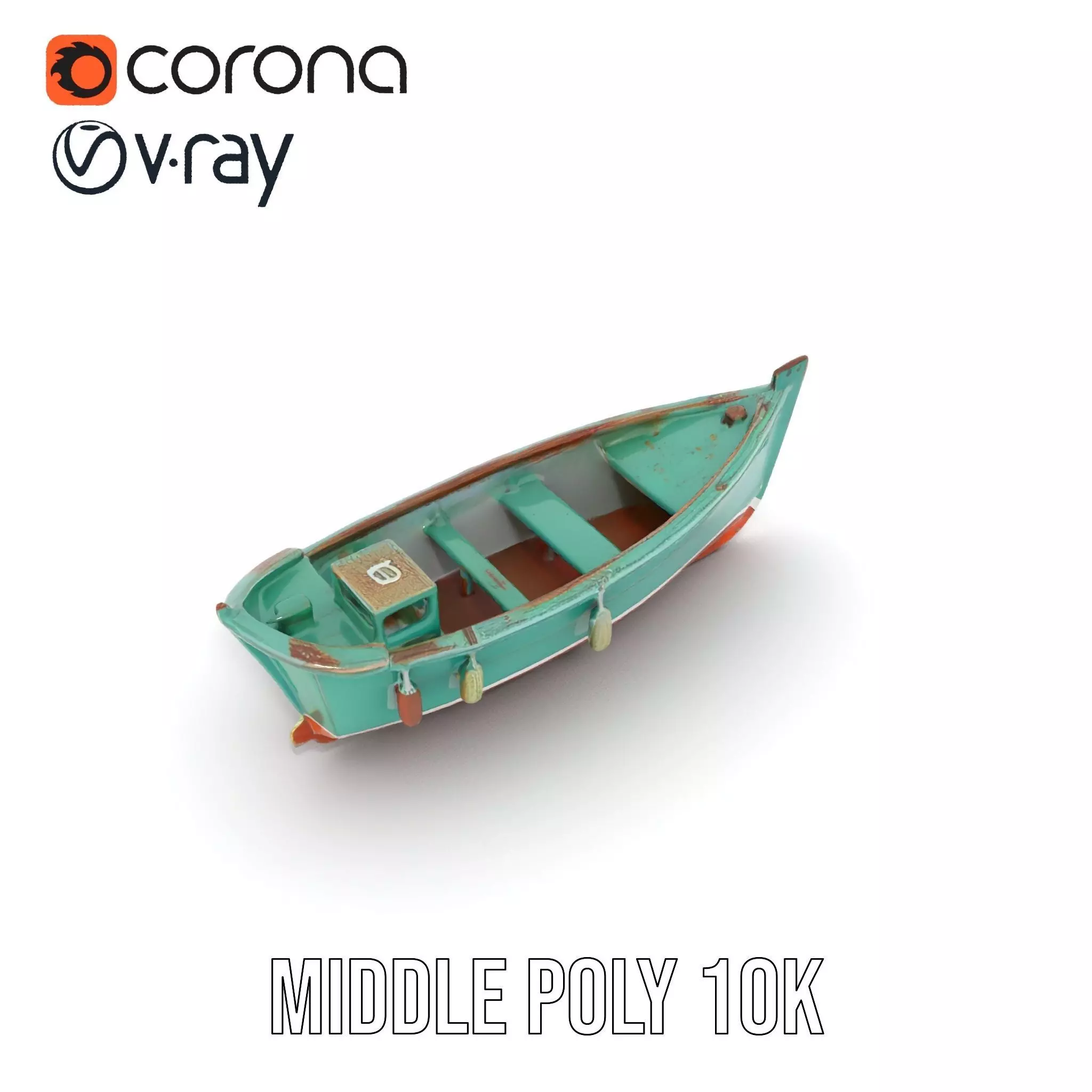 Vintage Turquoise Boat model pack Low-poly 3D model_19