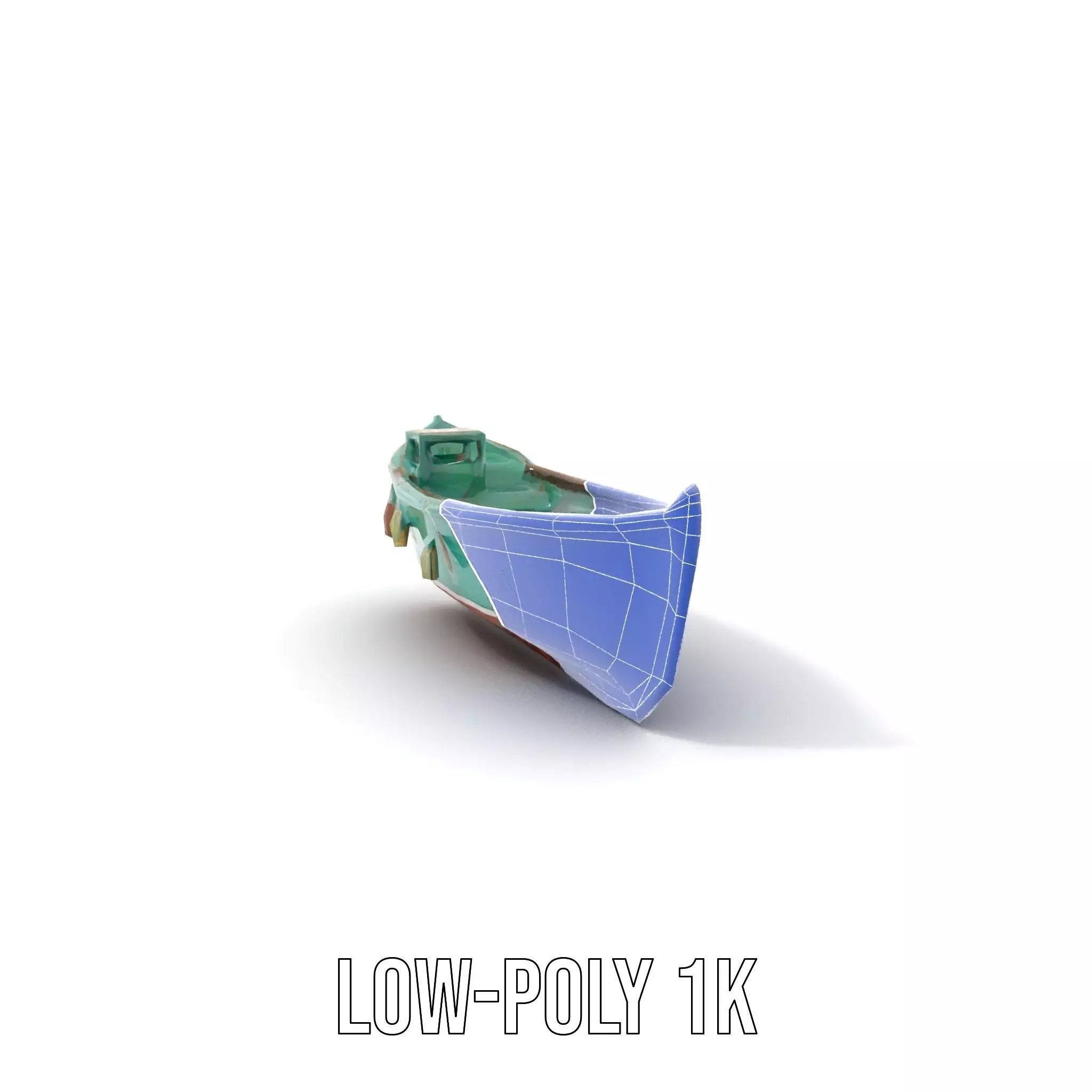 Vintage Turquoise Boat model pack Low-poly 3D model_13