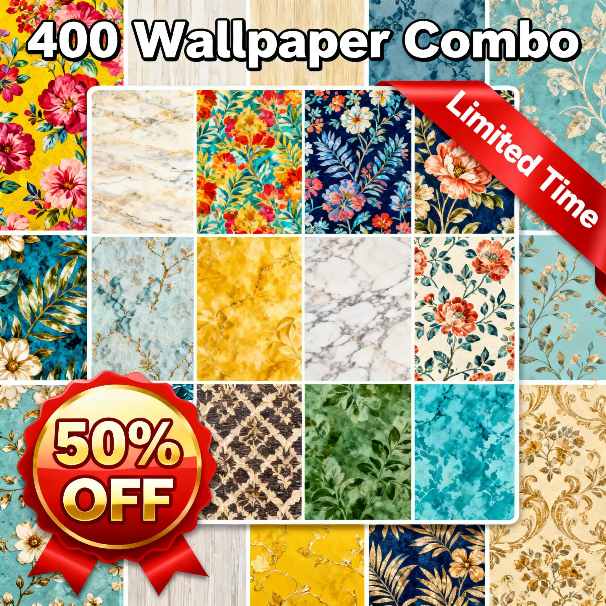 400x 4K Seamless Patterns and  Wallpapers Texture_0