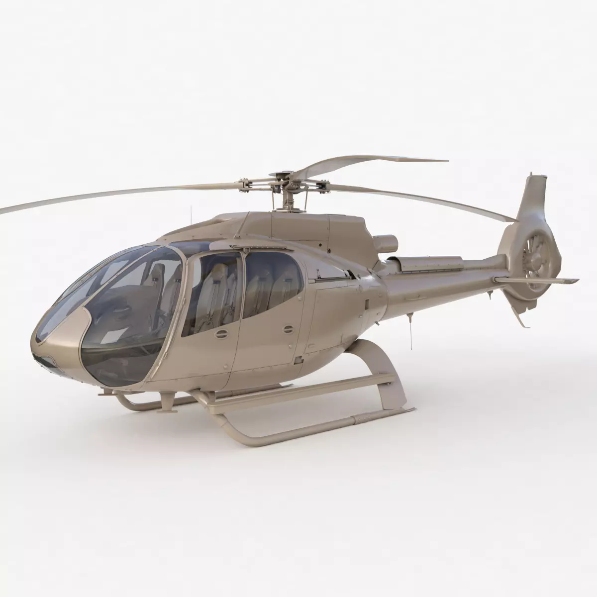Airbus H130 Clay High Detail 3ds max Vray 3D model