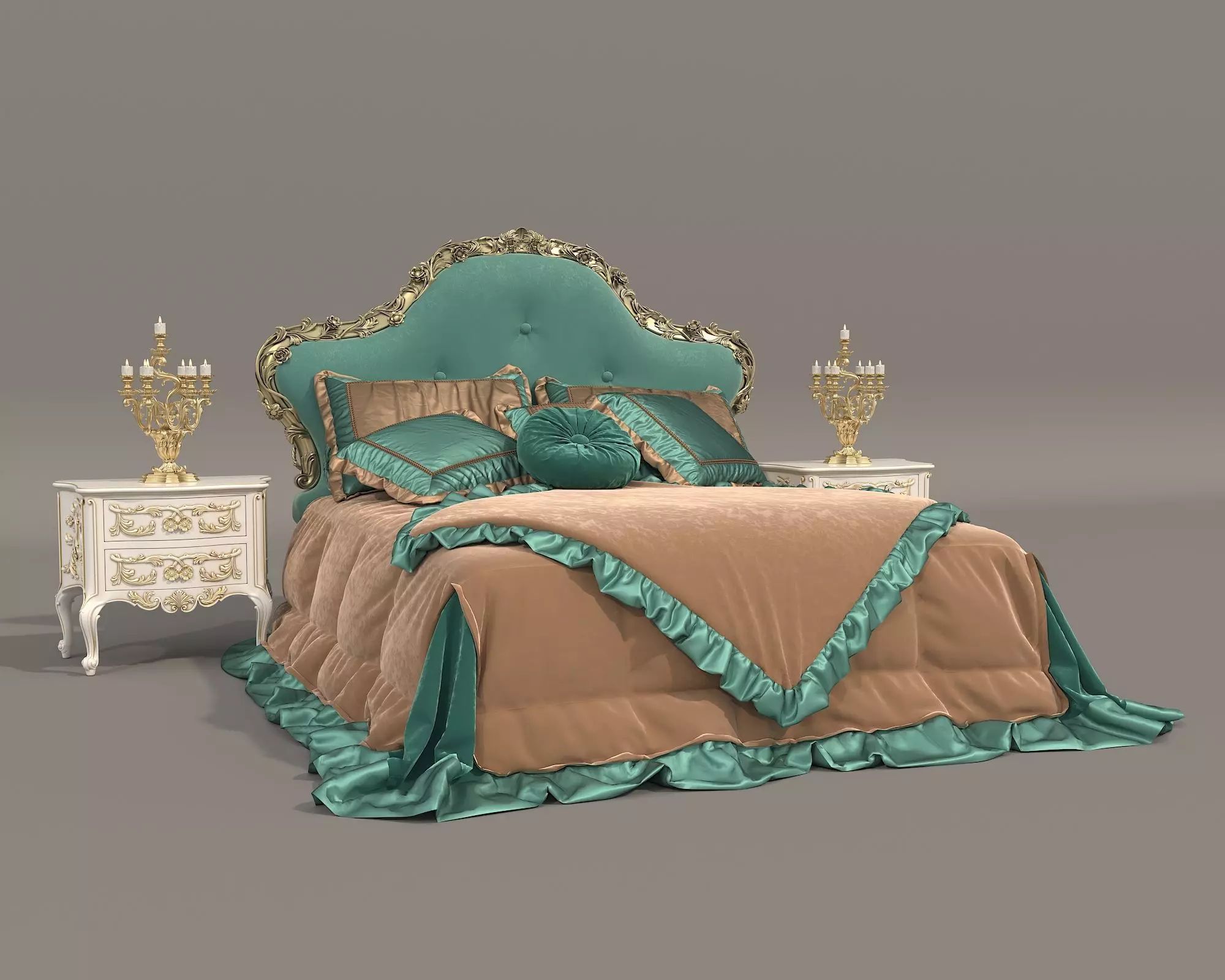 Classic European Style Bed Set 63 3D model_0