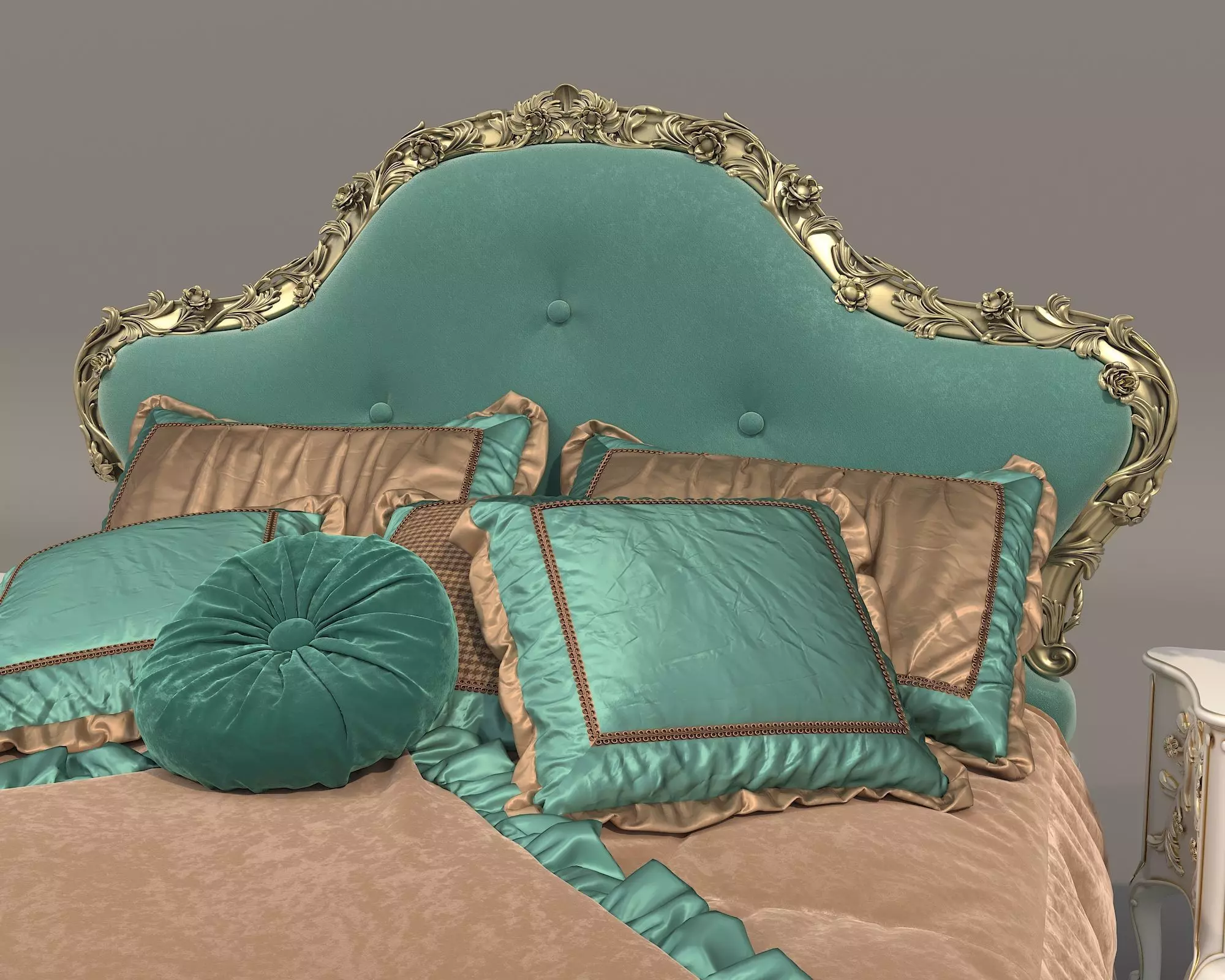 Classic European Style Bed Set 63 3D model_5