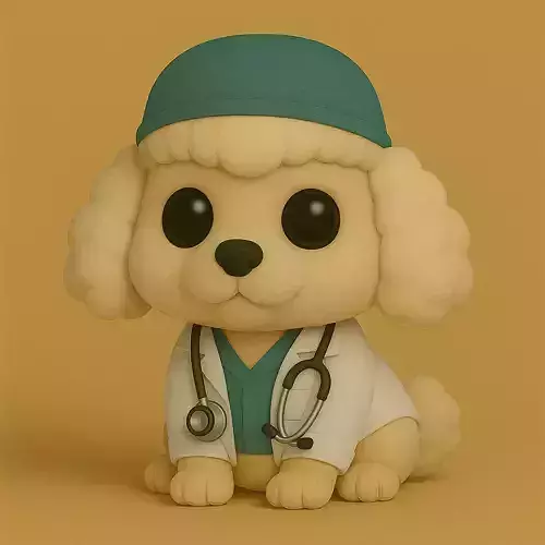 Perro Poodle Veterinario Pop STL