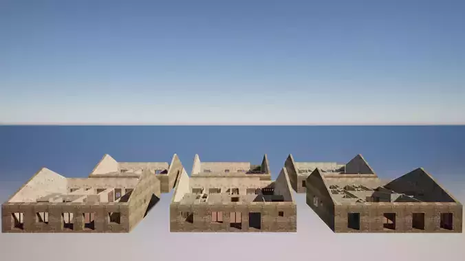Abandoned Modular House  6 Interior Variants Realistic  Low-poly 3D model 3