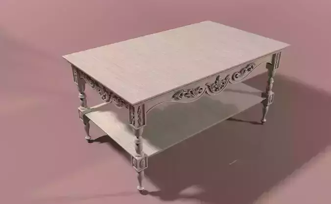 Coffee table  with wooden ornaments 