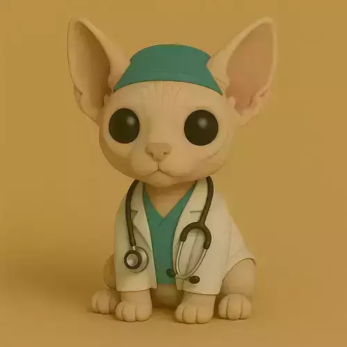 Gato Elf Cat Veterinario Pop STL