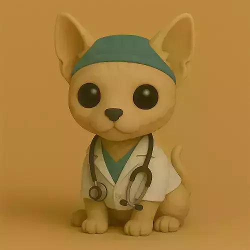 Gato Cornish Rex Veterinario Pop STL