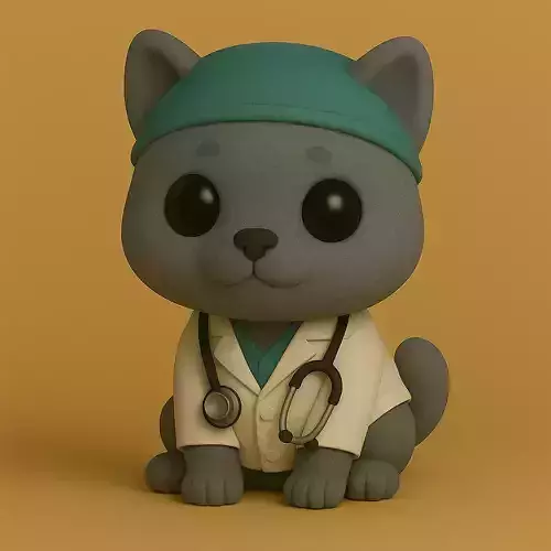 Gato Azul Ruso Veterinario Pop STL