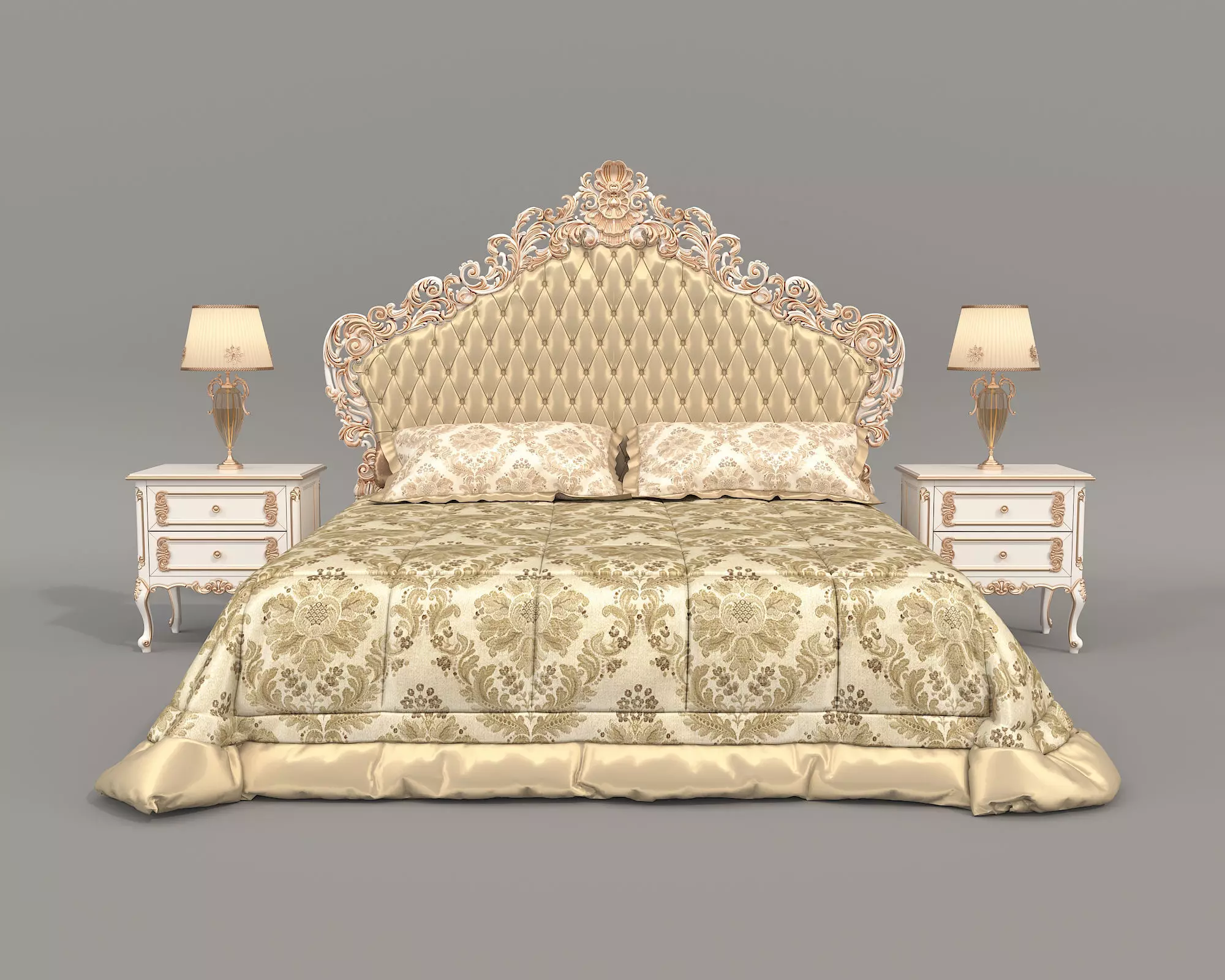Classic European Style Bed Set 67 3D model_1