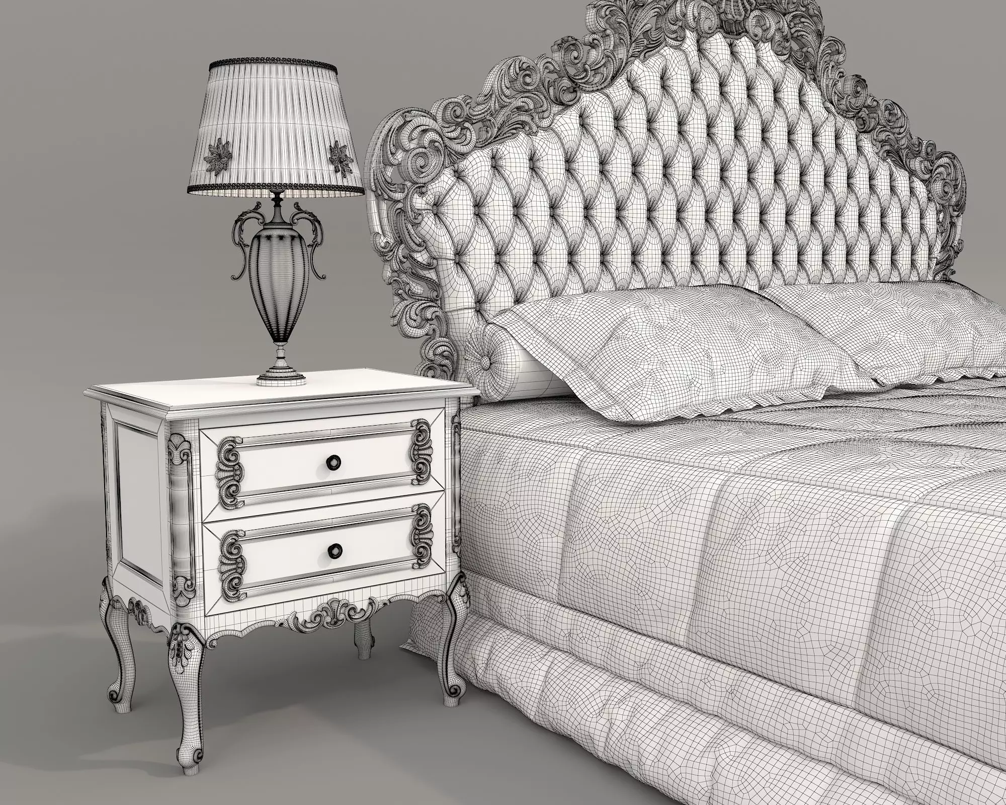 Classic European Style Bed Set 67 3D model_10