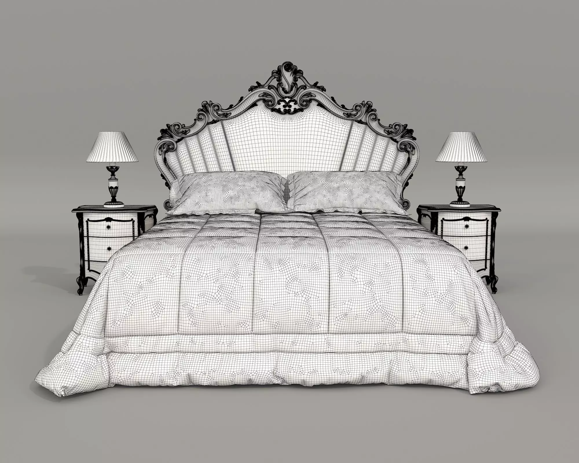 Classic European Style Bed Set 68 3D model_8