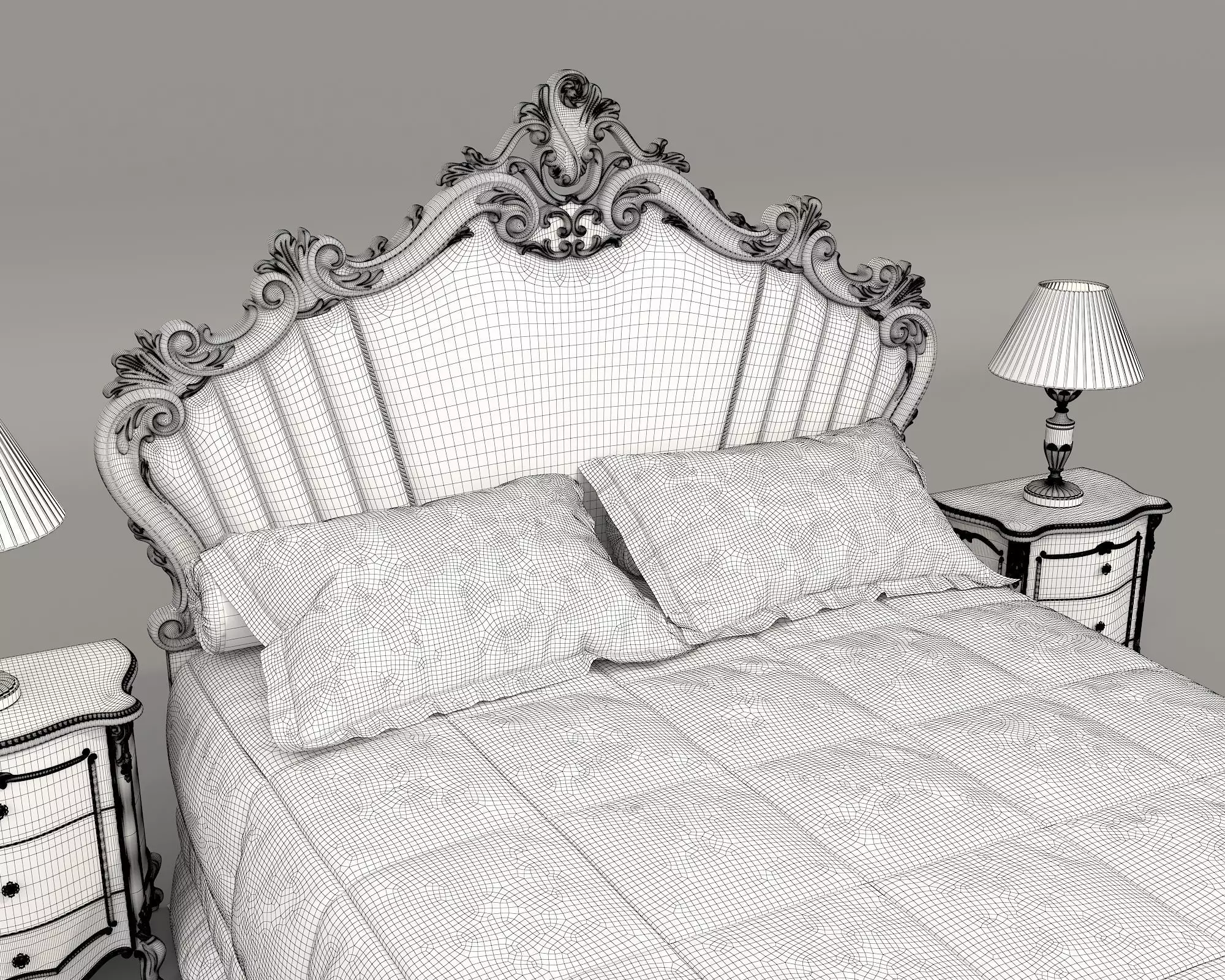 Classic European Style Bed Set 68 3D model_10