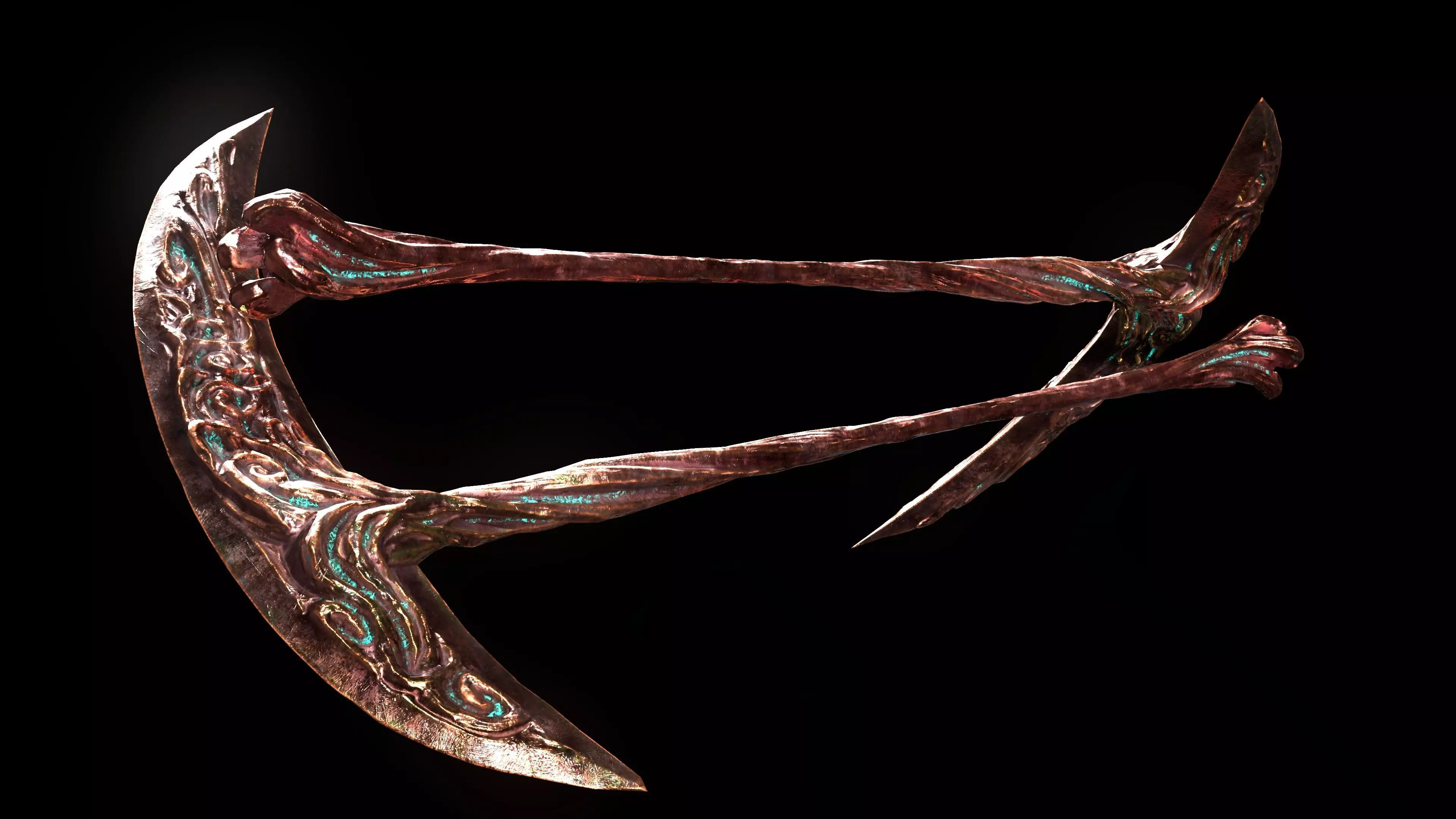 Scythe Melee Weapon Low-poly 3D model_2