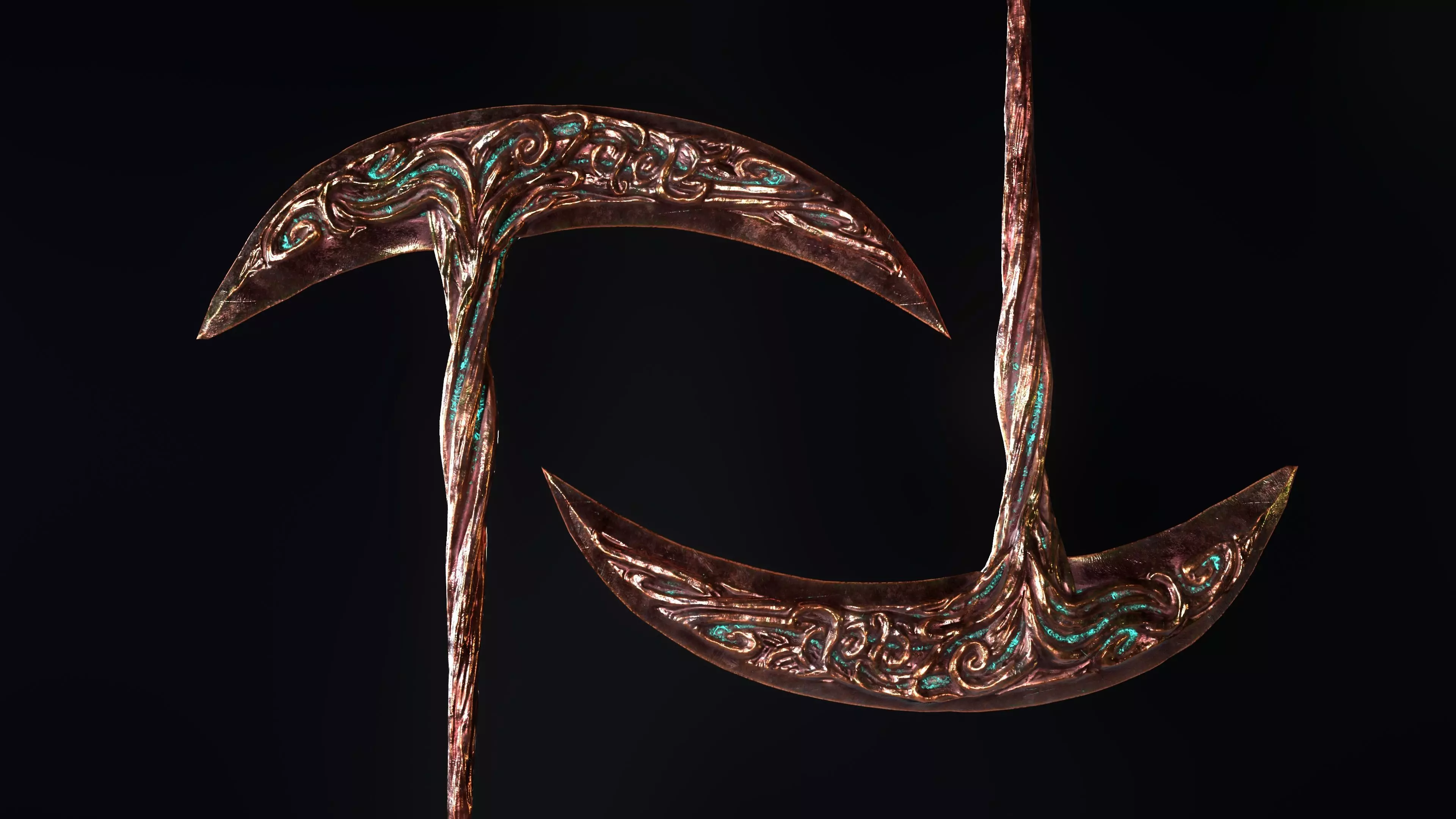 Scythe Melee Weapon Low-poly 3D model_4